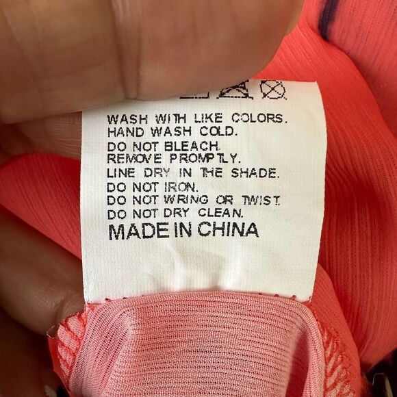 Chicme Sheer Orange Tie Dye Waterfall Sleeve Bohemian V Neck Button Down Blouse - Picture 7 of 7